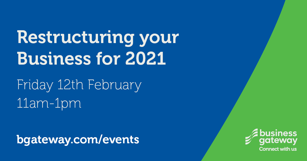 #Webinar alert! 📢 Running a business &amp; wondering how you can reshape it to get through 2021? Join us next week to look at practical steps &amp; ways you can find new opportunities to help you succeed. Book your free space now ➡️ ow.ly/oGxG50DqpfU #SupportScottishBusiness