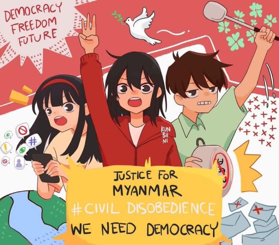 We know what we are doing and we'll keep doing. 
We never give up for Justice and Democracy.
The future depends on what we do in the presents.
So we need to be strong in these difficult moments
Let's keep going, fighting! #HearTheVoiceOfMyanmar #WeNeedDemocracy