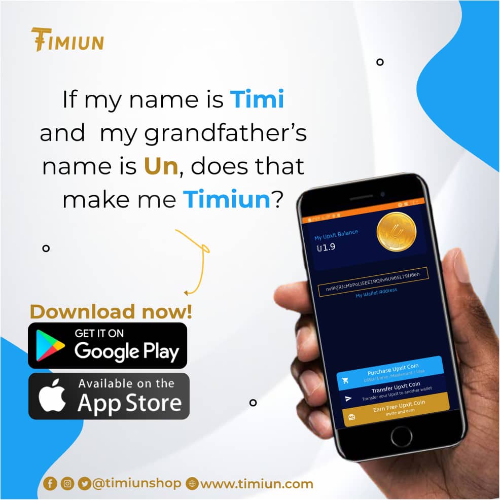 timiunshop's tweet photo. If my name is Timi, and my grandfather 's name is Un, Does that make me TIMIUN?.
Thank God it's friday
DOWNLOAD APP: https://t.co/Ao94EPdmKH
#TIMEMARKET #TIMIUN https://t.co/7T3OryiaPP