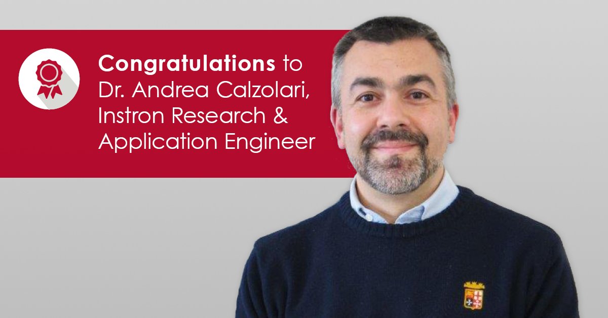 instron's tweet image. Congratulations are for Dr. Andrea Calzolari, Instron Research & Application Engineer, who was recently appointed Convenor of ISO/TC 61/SC 2/WG 5.
#instron #testingmethods #engineer #congratulations