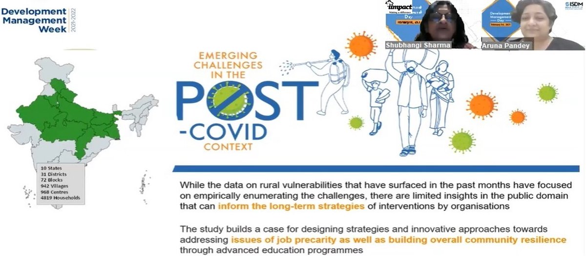 iimpactindia's tweet photo. IIMPACT &amp; ISDM together launched its highly anticipated survey report on "Emerging Challenges in the Post-COVID context" on 1st February during ISDM's Development Management Week where our ED, Shubhangi Sharma was invited as a guest speaker to launch the report and talk about it https://t.co/7IipDVRxXq
