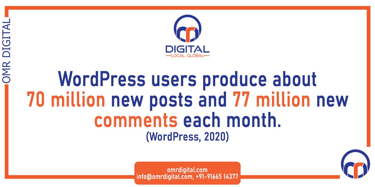 DigitalOmr's tweet image. Wordoress users produce about 70million new posts and 77million new comments each month.

#omrdigital #wordpress #wordpressusers #website #digitalmarketing #searchengine #searchengineoptimization  #onlinemarketing