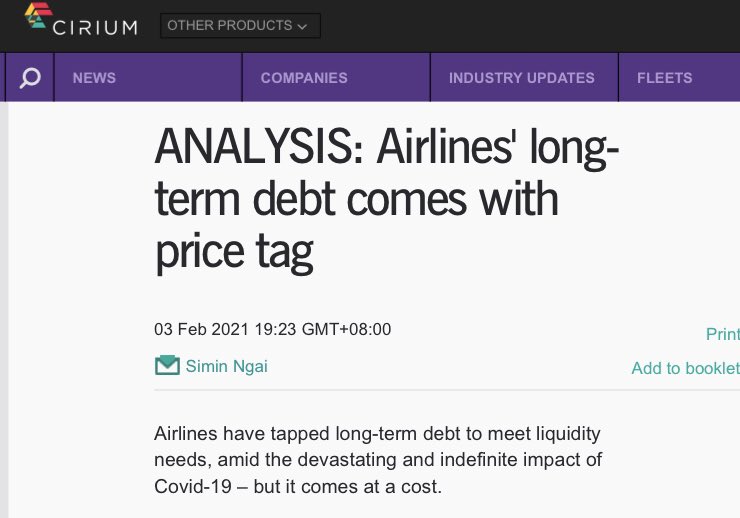 SiminNgai's tweet photo. Airlines have raised long-term debt to cover short-term obligations. Are they simply kicking the can down the road? 

#APAC #airlines #COVID19 #debt #liquidity https://t.co/M5Tj7gk5HI
