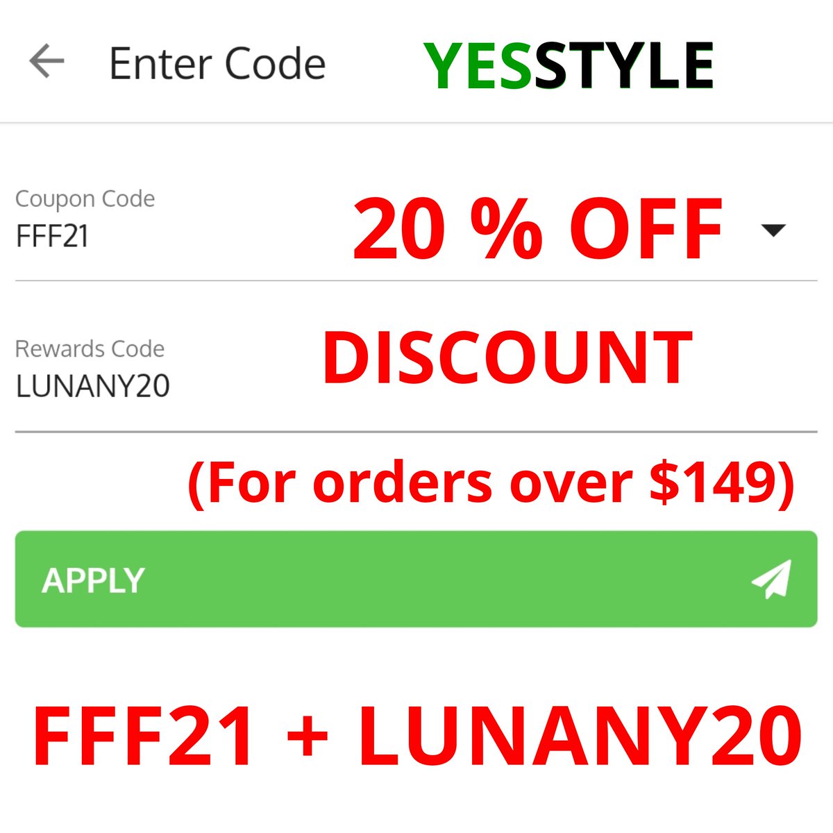 Yesstyle Coupon 2021 (CouponYess2021) Twitter