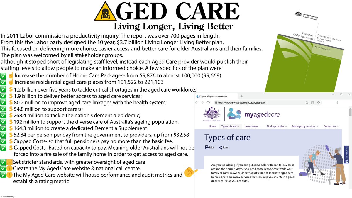 8/ The most significant change to Aged Care since the 1997 Aged Care act was the Living Longer, Living Better strategy. Originating from the 700 page productivity Report it gave us the ‘My Aged Care’ website, published records for audits, compliance & accreditation.