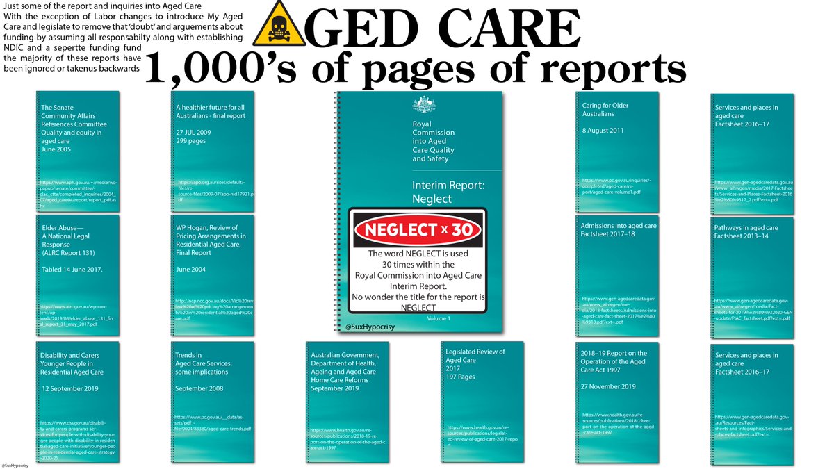 12/ Aged Care Inquiries & Reports have made consultants rich. The Liberals have become experts in having inquiries, saying they agree with the recommendations & then doing nothing. Some of these recommendations would’ve saved lives in COVID had they been acted upon at the time