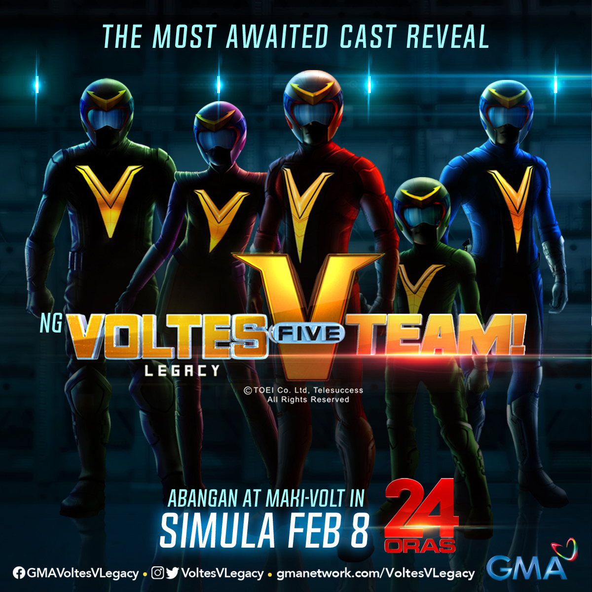VoltesVLegacy's tweet photo. Get ready to meet the official #VoltesVLegacy cast! Abangan sila simula Lunes, February 8 sa 24 Oras!

#V5LegacyCastRevealFEB8 https://t.co/XM3GL8tb7e