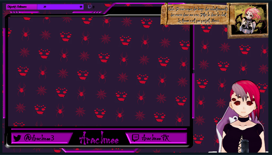 Arachnee3's tweet photo. Hey bonjour.
Hier et ce matin, j'ai mis à jour la scène OBS pour les jeux.
Qu'est-ce que vous en pensez ?
Il n'y aura pas de stream aujourd'hui, pour cause de JDR IRL, ni demain car journée en famille.
Prenez soin de vous.
#VtuberFR #Arachnee https://t.co/6T2q8IICXJ