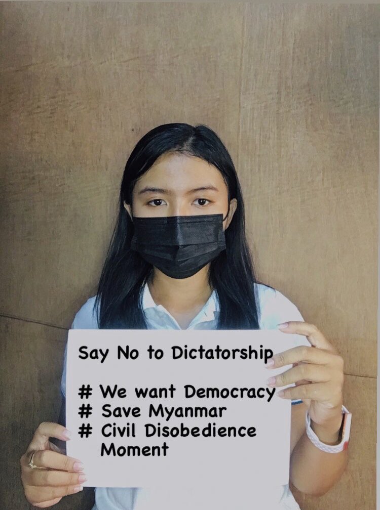 #whathappeninginmyanmar #RejectMilitary #democracy #Civil_Disobedience #westandagainstmilitarycoup #AungSanSuuKyi #save_myanmar
#Justice_for_Myanmar
#We_do_not_accept_Military_Coup
#Photo_Campaign