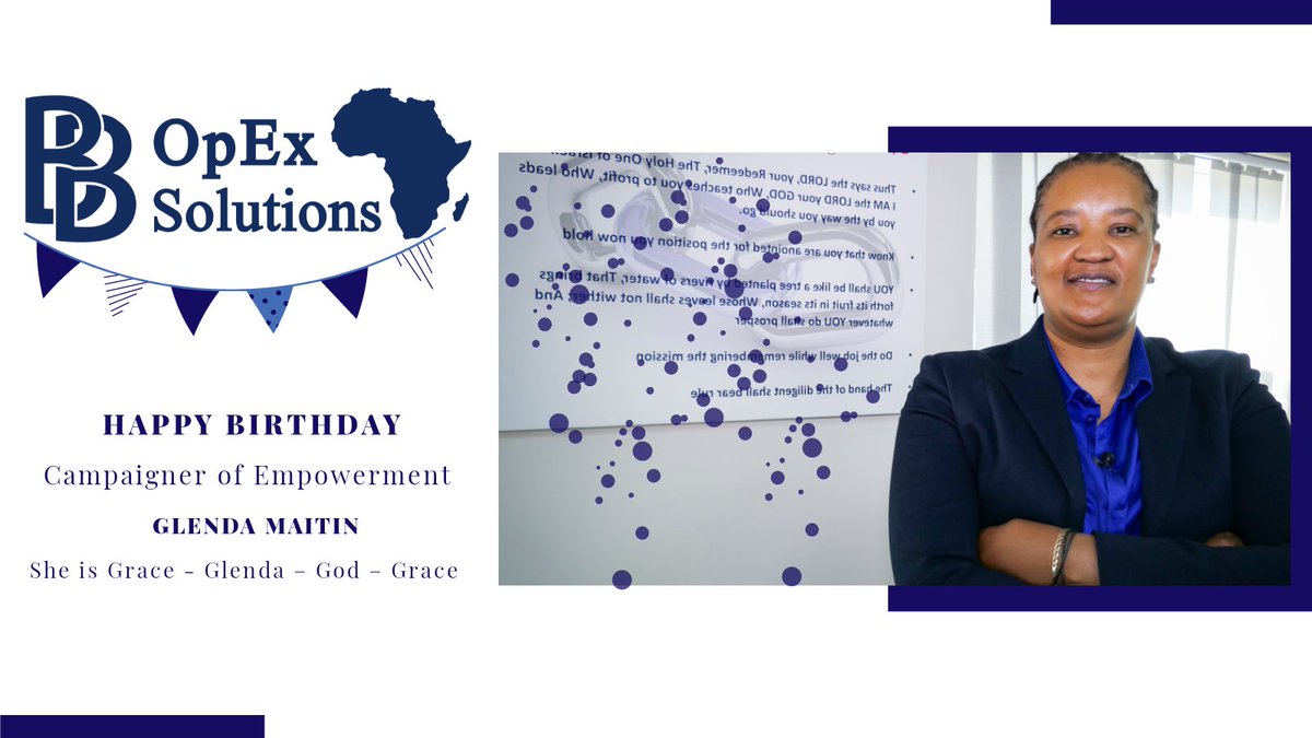#𝐁𝐁𝐎𝐩𝐄𝐱 would like to wish our founder and MD a #HappyBirthday. 𝐆𝐥𝐞𝐧𝐝𝐚 𝐌𝐚𝐢𝐭𝐢𝐧 is truly the epitome of #Campaigner of #Empowerment. She truly is the Bridge that Builds young professionals towards Operational Excellence. She is Grace – Glenda – #God – Grace.