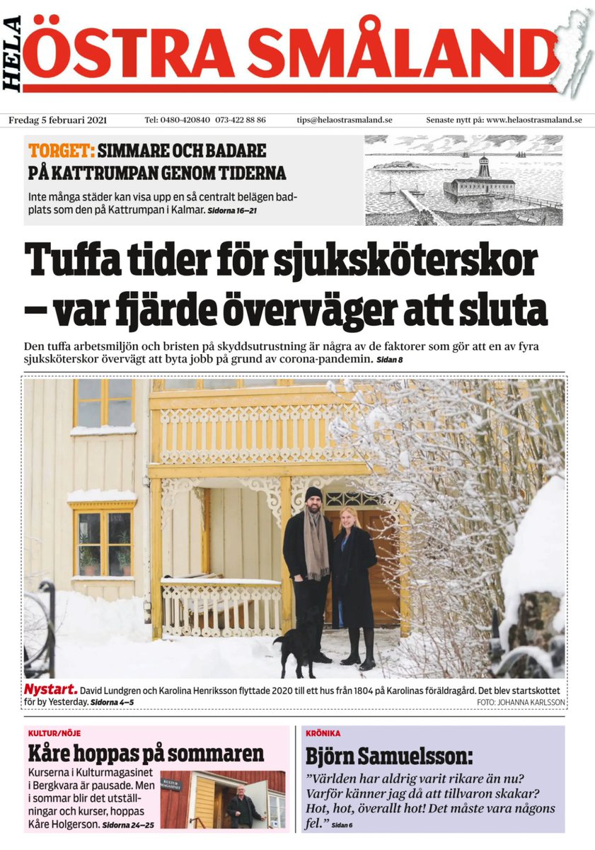 God morgon! Veckans e-tidning: Fruktlundar, Nystart i föräldragården, Kulturmagasinet, Torget, Björn Samuelssons krönika, boktips samt mycket, mycket mer! (Prenumerera för 49 kronor i månaden, 588 kronor per år.) 📰👓
e-tidning.helaostrasmaland.se