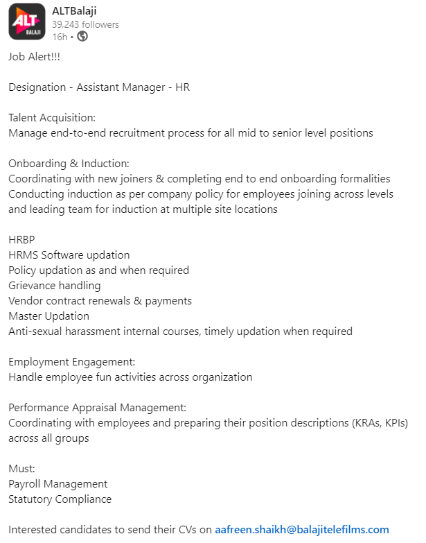 seasonviews's tweet photo. #EmploymentNews #CareerOpportunities #mediajobs-15
Info Courtesy Various #MediaSources
#employment #job #careers #movie #Bollywood #Television #OTT #DigitalTransformation #filmmaking #YouTube #Entertainment https://t.co/QuN3Lo79rF