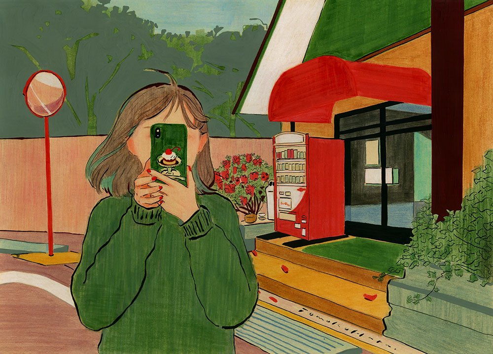 「The day,red and green. 」|原 倫子のイラスト