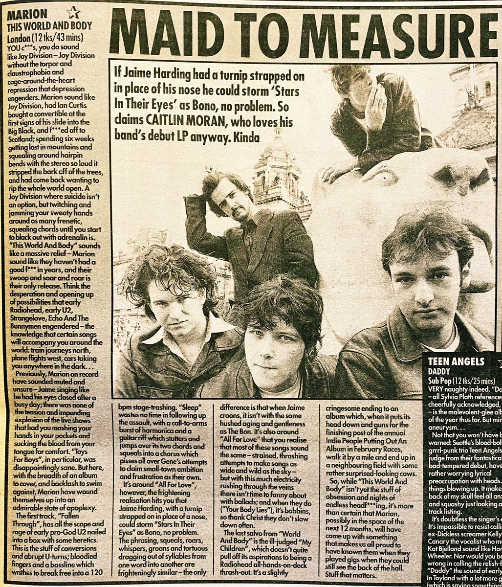 Britpopmemories's tweet photo. Released 25 years ago today; “This World and Body” by Marion. What’s your favourite track on the album?

Included here are the original reviews by @caitlinmoran and @msutherlanduk https://t.co/Oo7ojt7sBh
