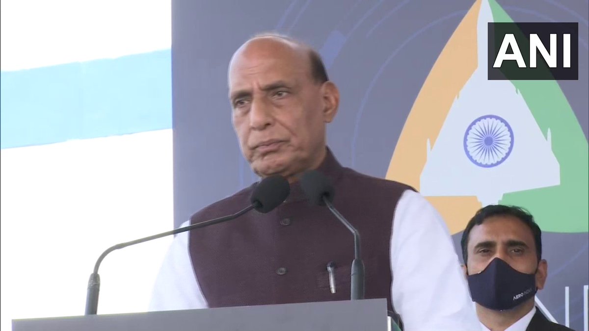 ANI's tweet photo. A large number of initiatives have been taken to invite and facilitate the partnership of major companies from across world &amp; to become a part of India’s defence industrial initiative. It's with this objective that FDI was raised to 74 % from 49 % in August 2020: Defence Minister https://t.co/BQF5dLHAJp