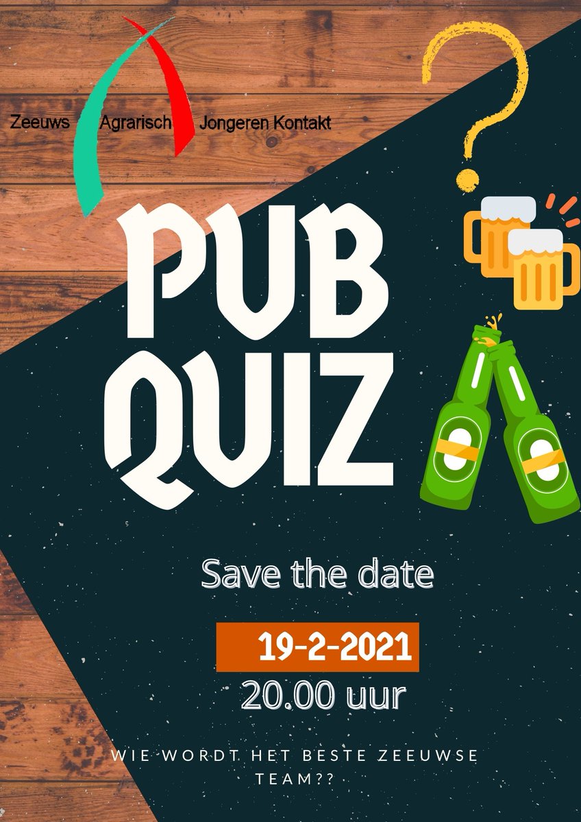Zin in een avond lol en gezelligheid? ZAJK organiseert op 19 februari een pubquiz voor alle leden.