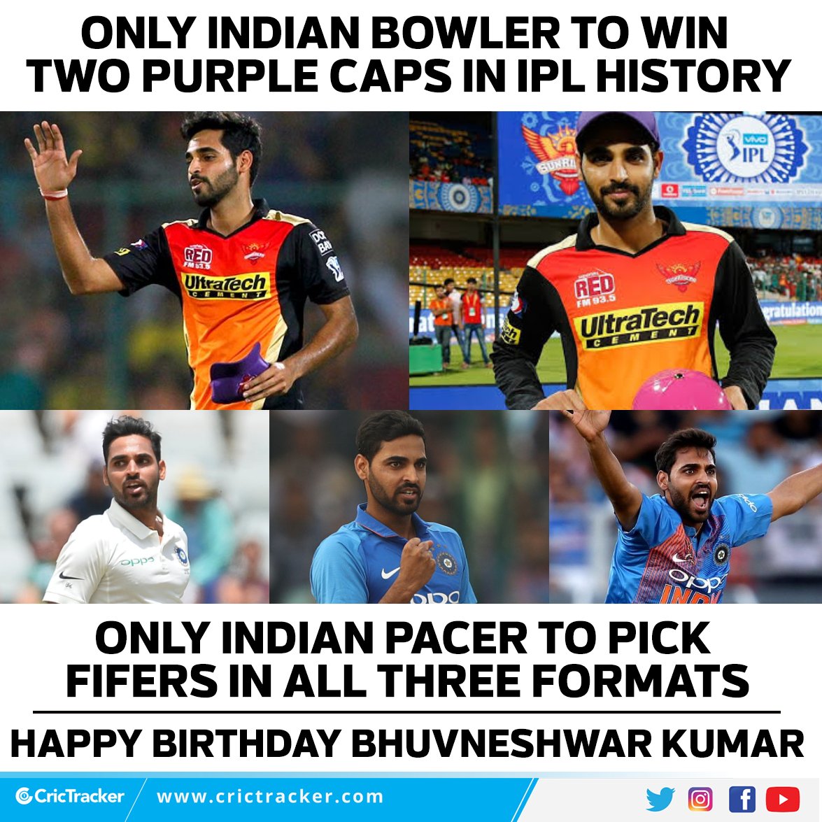 Join us in wishing Bhuvneshwar Kumar a very happy birthday.   