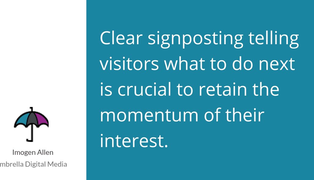 umbrelladigita1's tweet image. Do not ask your prospect to use those precious first few seconds of their visit to try and work out what it is you do.

Read more 👉 bit.ly/2uHbTDS

#websitehomepage #websitedesign