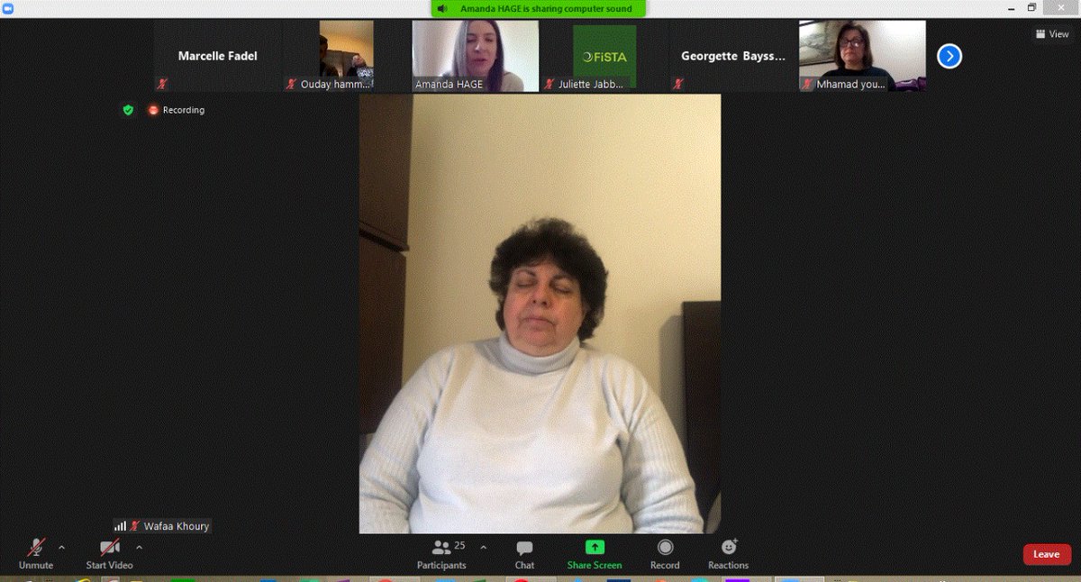 Fista Organized a #virtualtraining #session on " #Relaxation and #Respiration " with the #psychomotortherapist "Amanda Hage" to a group of #Parents,with the aim of maintaining our children's parents #mentalhealth and #physicalhealth during these #toughtimes 
#stayhomestayhealthy