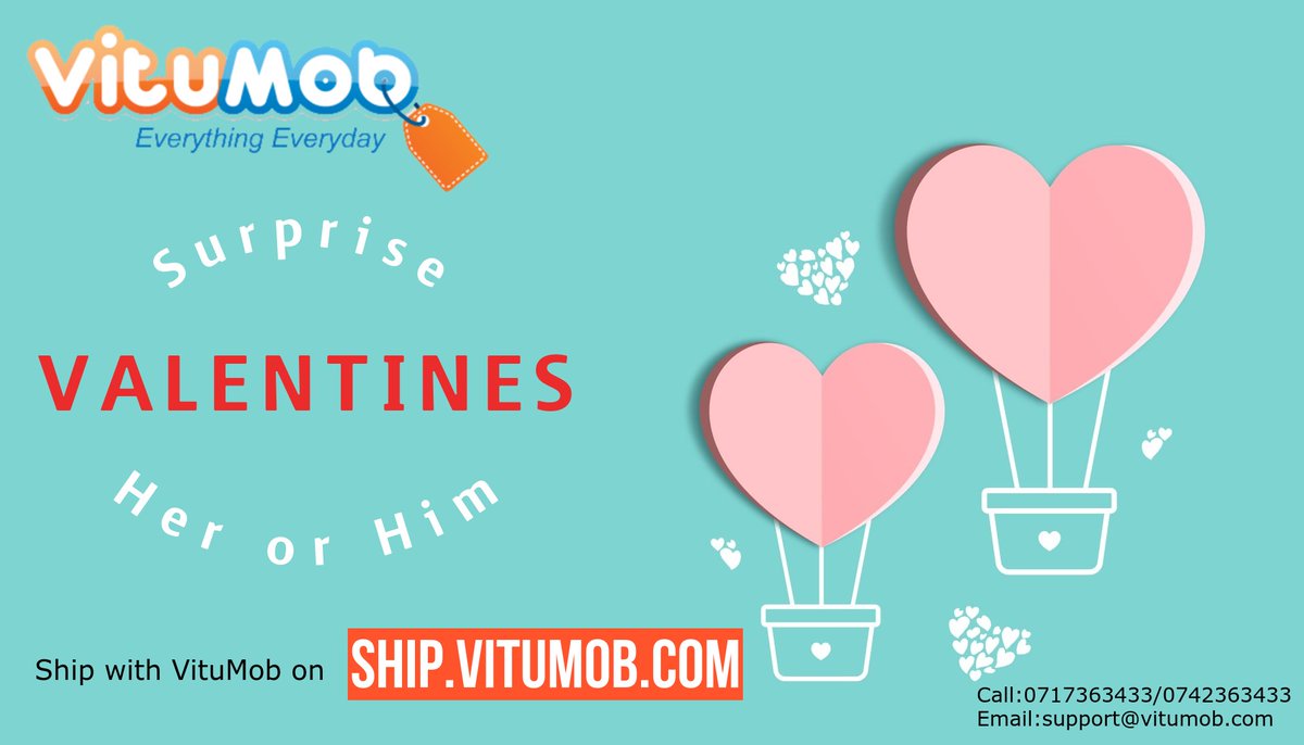 Celebrate Love this Valentine's Day. Show how much you care by shipping them a gift today with VituMob!

Click on vitumob.com 

Call: 0717363433/0780363433/0742363433
Email: support@vitumob.com
#ValentinesDay #valentinesday2021 #gift