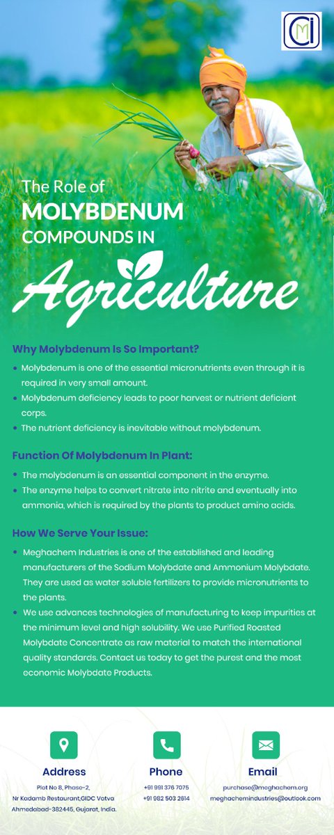 TheHardikP's tweet photo. #Molybdate #Agriculture #Uses #MeghachemIndustries #Farmers https://t.co/fH6O7MuhiY