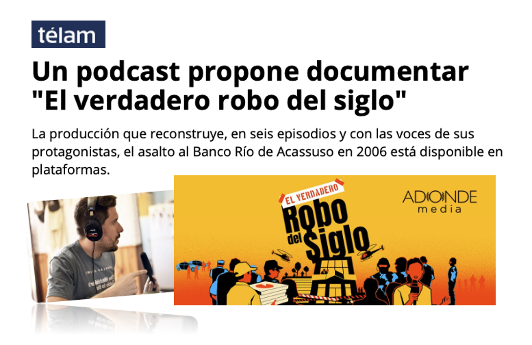 LuismiPedrero's tweet photo. «Decidimos que este documental tenía que ser divertido y atrapar al oyente, es el encanto del #podcast en serie y de por qué #Serial fue tan popular». @mmarianop @AdondeMedia expone en @AgenciaTelam claves de producción y narración de #ElVerdaderoRobo 

🔗 https://t.co/gkE8x2PBI4 https://t.co/xslQK7MAkg