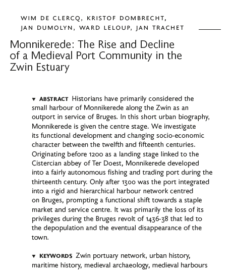 JanTrachet's tweet photo. The Rise &amp; Decline of the deserted #medieval #harbour of Monnikerede is now published in The Medieval Low Countries (Vol7) @Brepols. teamwork @MedievalUGent! pm for a digital copy https://t.co/xZ3ZjcNzmy