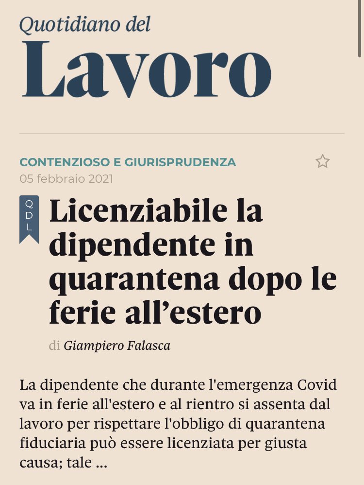 Si può licenziare il dipendente che, durante l’emergenza Covid, non si reca al lavoro per via della quarantena conseguente a un periodo di ferie svolte all’estero. 
La scelta di viaggiare è una forma di negligenza e di noncuranza che lede la fiducia del datore di lavoro.