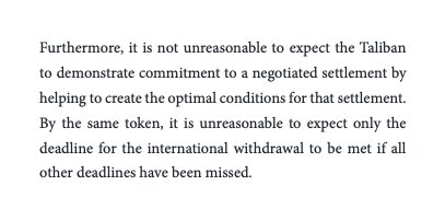 9/n: E.G. The recommendation says that not unreasonable that withdrawal is conditioned on a reduction in violence. Completely ignores that withdrawal by May is explicitly mentioned in agreement and RiV was, presumably, an expectation resulting from start of negotiations.