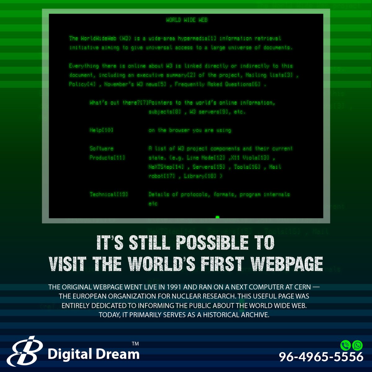 techjack_9's tweet image. Did you Know?

It is still possible to visit the world&apos;s first web page!!

#firstwebpage #webpage #Internet #Computerfacts #funfacts #computerfunfacts #digitalfunfacts #digitalfacts #interestingfacts #digitalfactoftheday #computer #processor #india #desktop #intel #laptopgaming