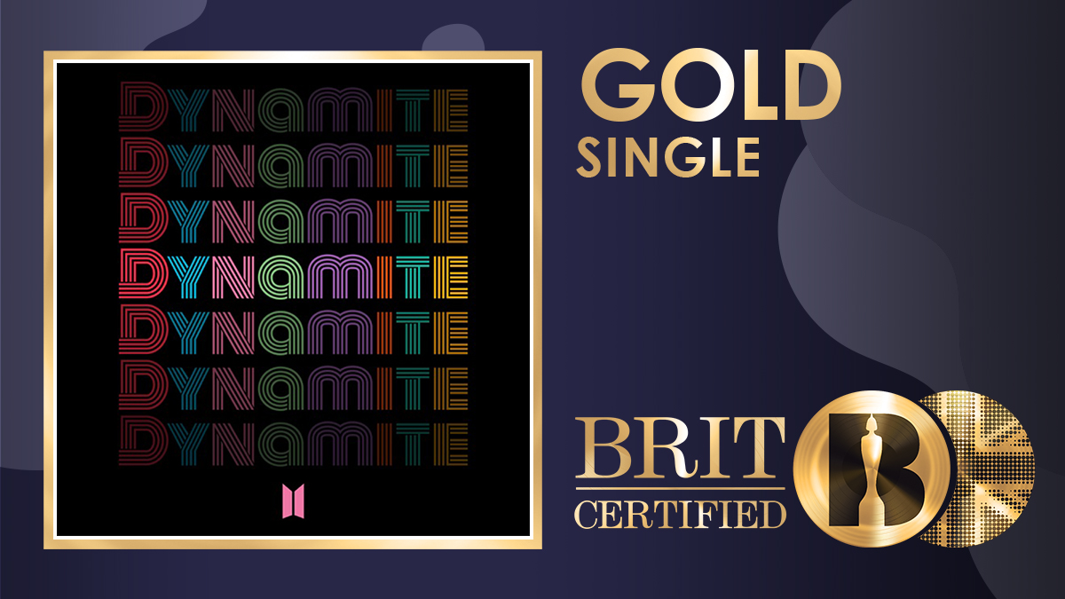 BRITs's tweet image. 👏 &apos;Dynamite&apos;, the huge release from @bts_twt is now #BRITcertified Gold! 📀