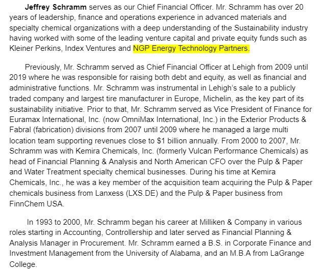  $SV is led by an experienced team of clean/renewable energy executives. While the management team is diverse, there is definitely a common theme among them - clean/alternative fuels (hydrogen/biofuels) mobility, fuel cells, energy storage, and mobility technologies.