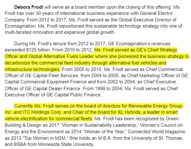 Did I mention the team was stacked with experience? Debora Frodl was previously GE’s global alternative fuels leader and led the charge to decarbonize the commercial fleet industry and is on the board of directors for XL Fleet  $XL, a former sustainability/ESG SPAC (PIC).