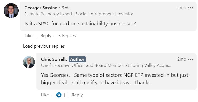 Why does this matter? CEO Chris Sorrells commented on a LinkedIn post saying  $SV would be pursuing a deal in the “same type of sectors NGP ETP invested in but just bigger deal” - renewable energy, power, storage, energy efficiency, transportation.