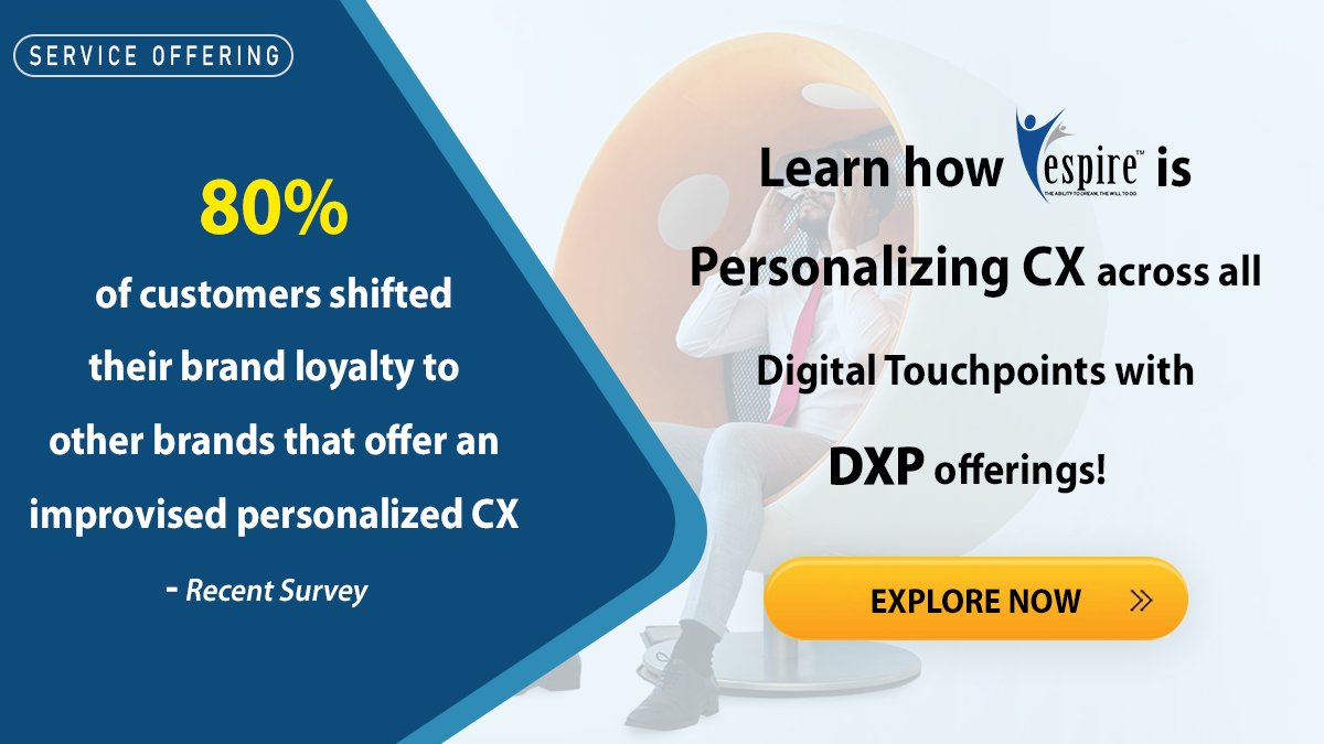 EspireInfolabs's tweet photo. Cultivating lasting customer relationships in 2021&amp; beyond will be a key differentiator for #businesssuccess. @EspireInfolabs DXP offerings are designed to help businesses deliver #personalized #omnichannel digital #CX to inspire #Customertrust. Know more>>https://t.co/D5LhdgLkbk https://t.co/DTOujm9A2S