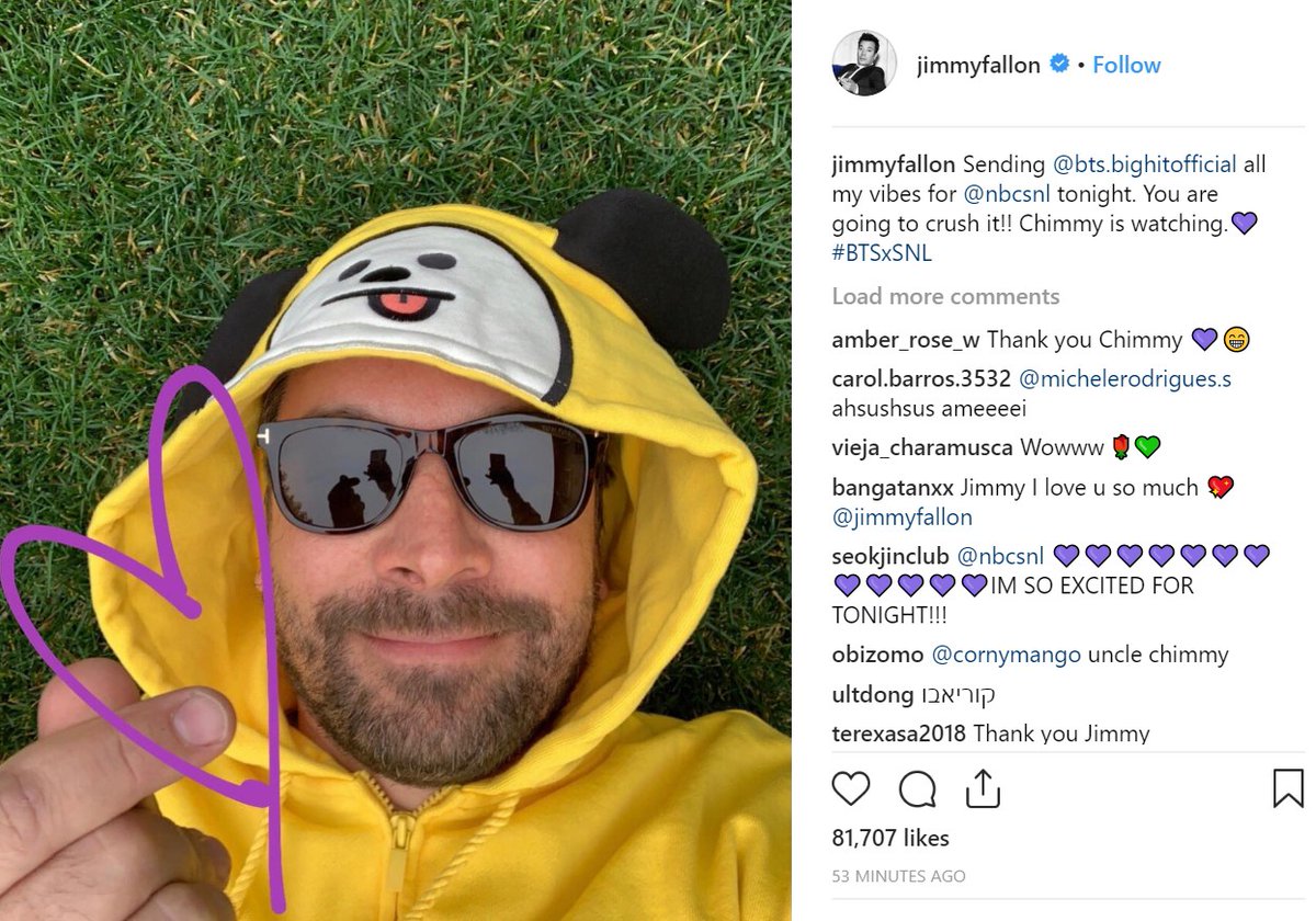 Jimmy Fallon being constantly in love with Jimin.