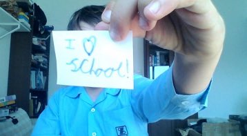 Wearing his school uniform at home - the small things the kids do make the hardest of week so worth it! @dbis_hk⁩ #bestjobintheworld!