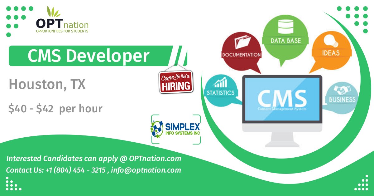 optnation_usa's tweet image. Hiring Now CMS Developer in Houston, TX
Build your career with latest opportunities at reputed companies
Apply Now: optnation.com/cms-developer-…
#jobs #JobsSearch #CMSDeveloper #Recruitment #OPT #OPTjobs #HiringNow #jobseekers #JobHunt #JobOpening #Hiring #Resume #Jobs #Careers