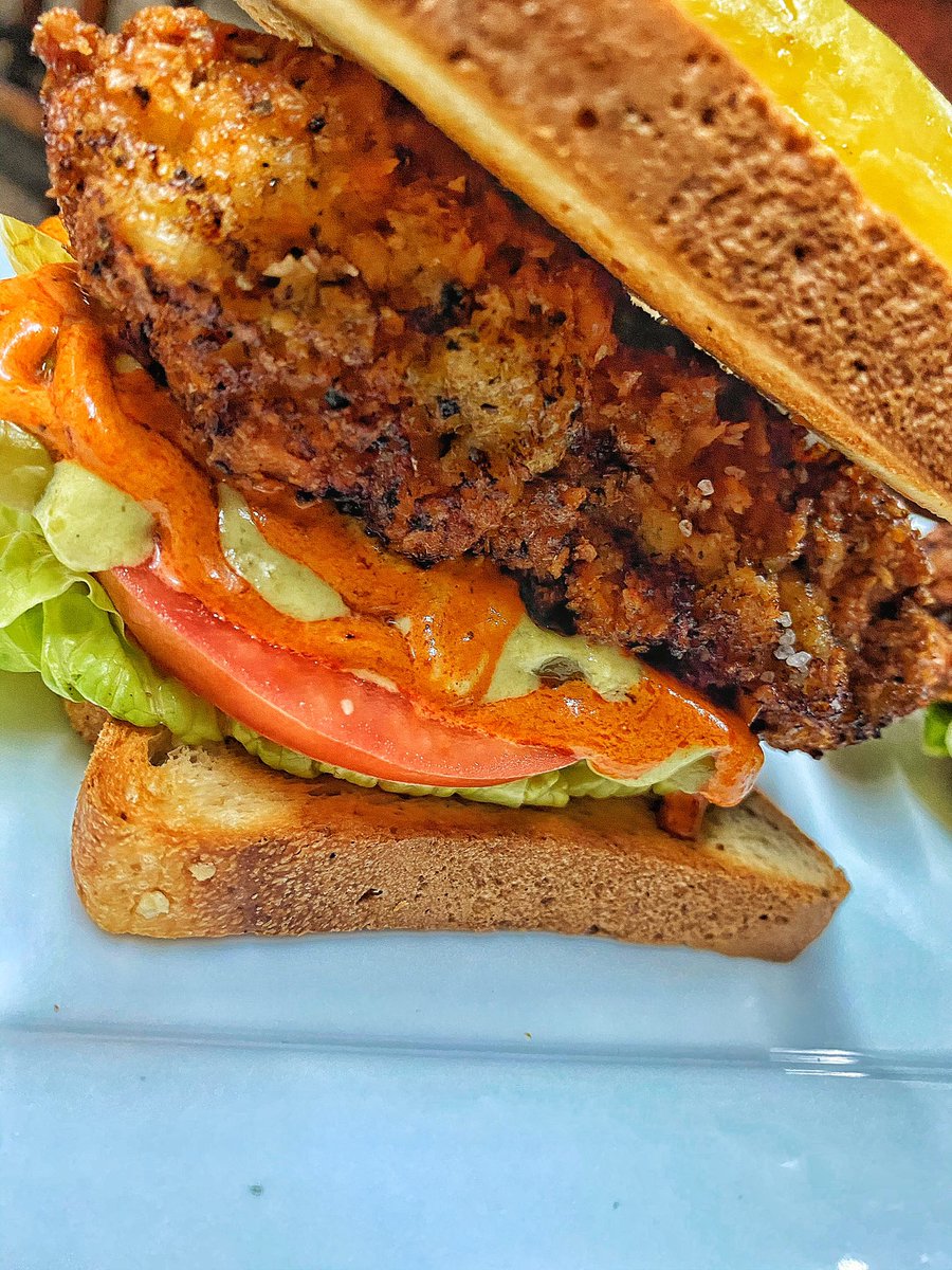 Low Carb Chicken Strip Sandwich. Breaded with <a href="/CutdaCarb/">Cut Da Carb</a> wraps. Plus two of my homemade sauces. My cook is in my fleets! #rgv #texas #borderbangerbbq #chickenstrips #keto #lowcarb
