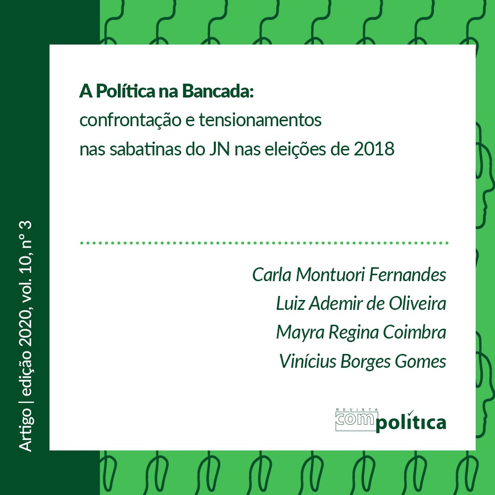 A política na bancada: confrontação e tensionamentos nas sabatinas do JN nas eleições de 2018
Por Carla Montuori Fernandes, Luiz Ademir de Oliveira, Mayra Regina Coimbra, Vinícius Borges Gomes
Leia o artigo em: compolitica.org/revista/index.…