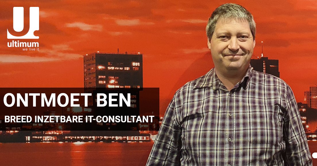 Ultimum_BV's tweet image. Dit is Ben Brakband. Wij zoeken een opdracht voor onze multifunctioneel topper, inzetbaar als #IT_Engineer, #IT_Architect, #IT_Consultant en #TechnologySpecialist. Neem snel contact op: +31 (0)88 118 98 20 / sales@ultimum.nl of bekijk zijn profiel hier: ultimum.ultimum.nl/vip-ben-b