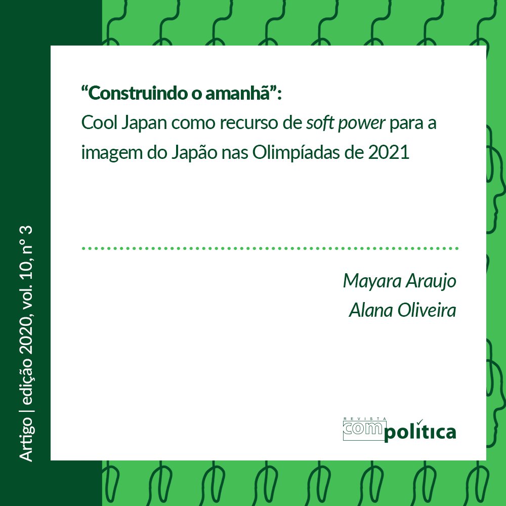 "Construindo o amanhã": Cool Japan como recurso de soft power para a imagem do Japão nas Olimpíadas de 2021
Por Mayara Araujo, Alana Oliveira
Leia o artigo em: compolitica.org/revista/index.…
