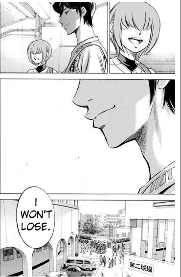 it just HAD to be directed at eijun. just had to be all this warm and excited too. what the heck. their friendship and rivalry culiminating in this moment: a challenge issued and its met with excitement. thats it. thats furusawa. +