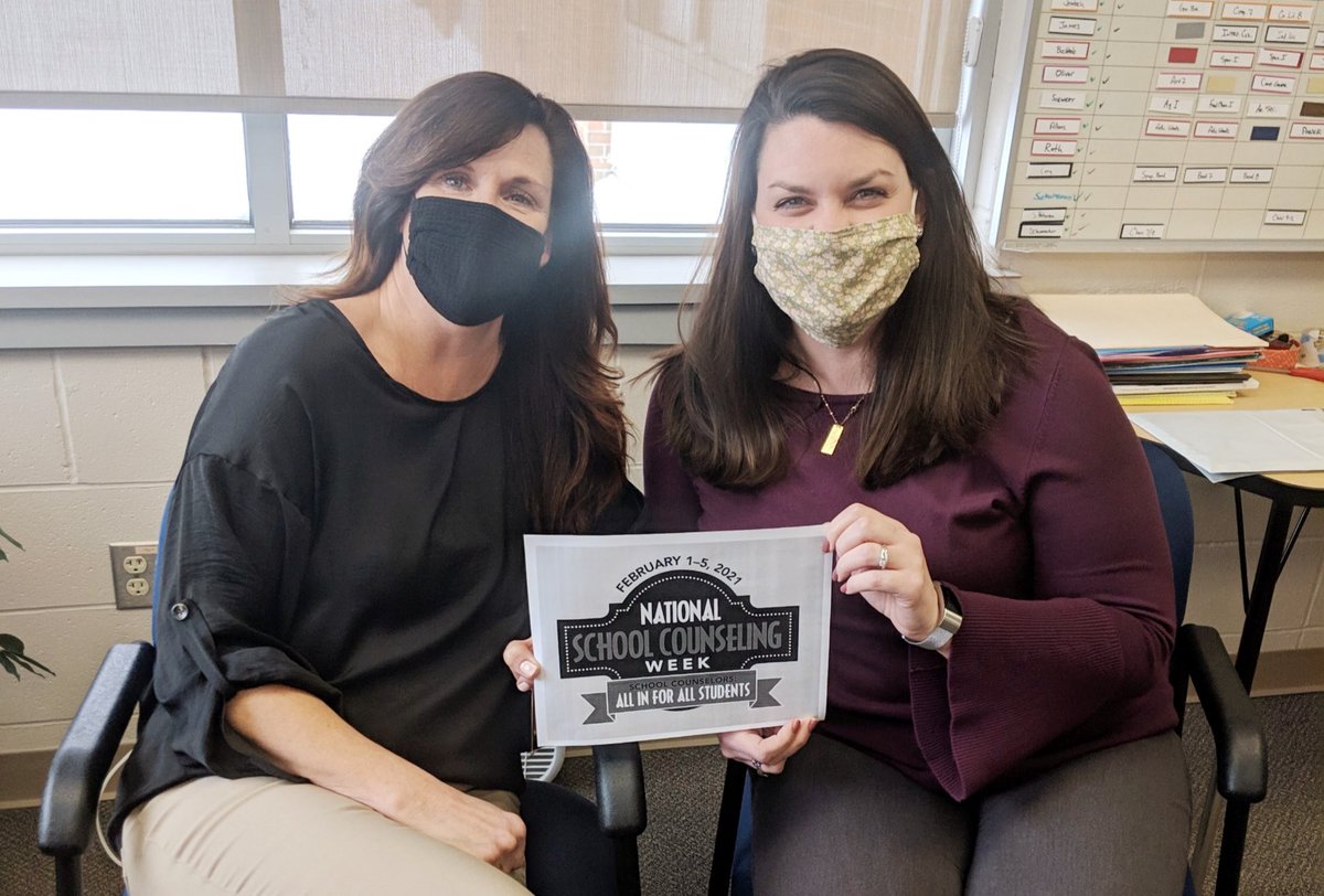 CounselorPPL's tweet photo. Happy National School Counseling Week to my amazing colleagues, Angela Hunstad and Chelsie Lockner! #NSCW21 #weareMSCA https://t.co/nL9EAMMvx0