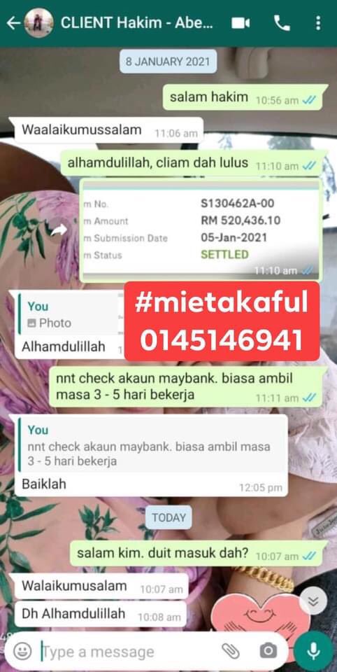 Alhamdulillah segala urusan dipermudahkan antara waris dan agent Selesai completekan dokumen yg diperlukan dlm 3 hari..Claim submitted pd 5 jan 2021Guess whatt???6 jan sy terima notification AIADEATH CLAIM APPROVED!!!!Mse kluar air mata jantan abam tau