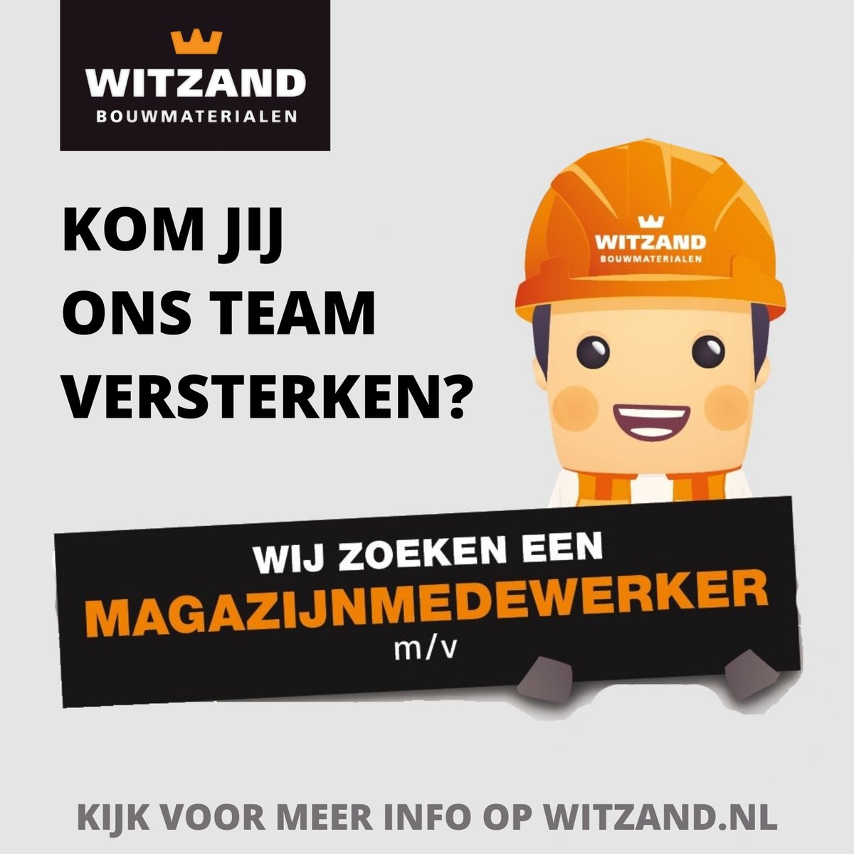 Kom jij ons team versterken? 💼

Wij zijn op zoek naar een magazijnmedewerker voor de vestiging Almelo. Ben jij een doorpakker die goed in teamverband kan werken? Dan zijn wij op zoek naar jou! 

Bekijk de vacature via:
witzand.nl/over-ons/vacat…