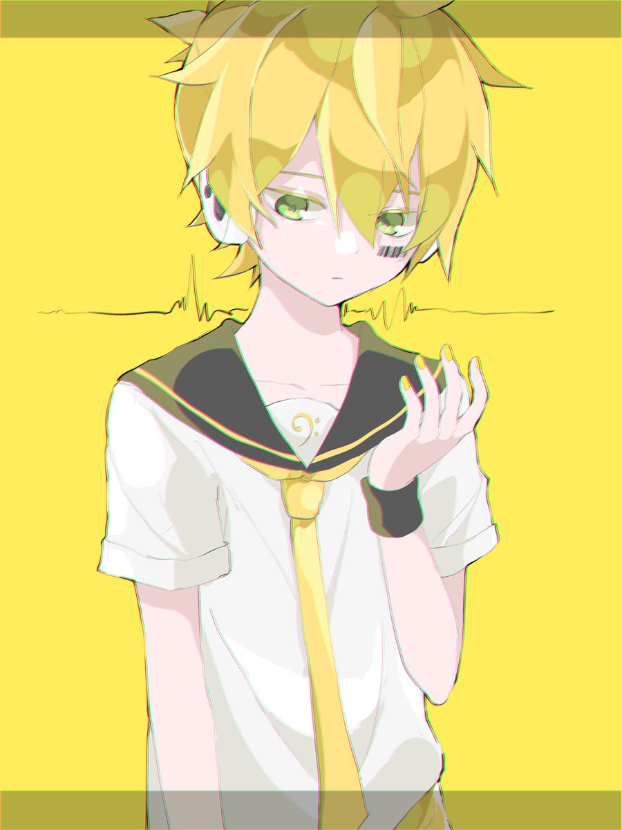 kagamine len male focus 1boy blonde hair sailor collar necktie yellow necktie shirt  illustration images