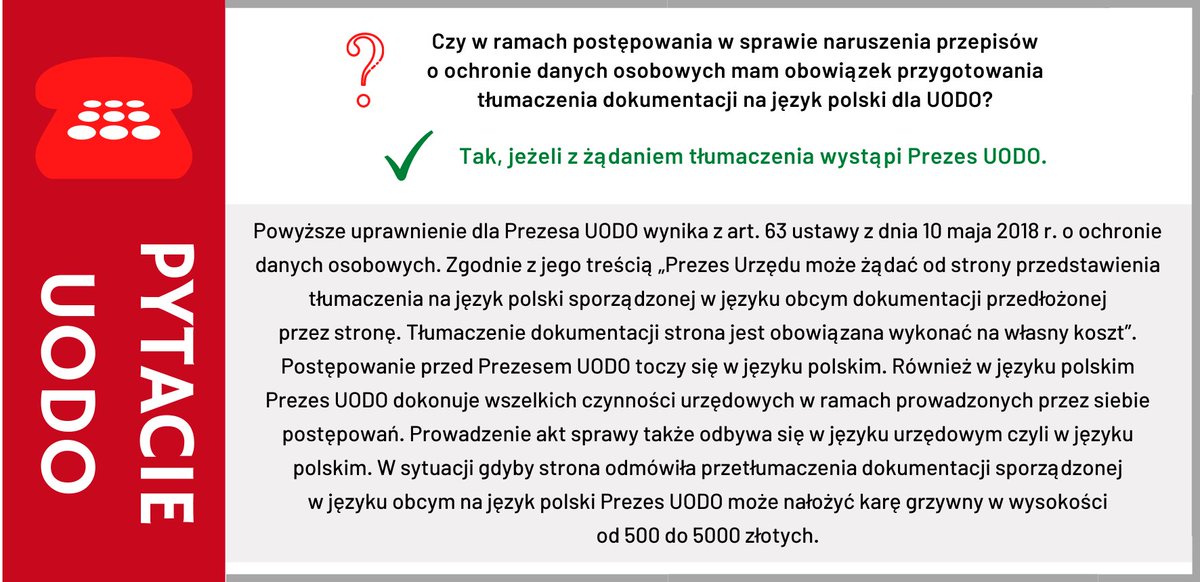 UODOgov_pl's tweet photo. ❓ Pytanie z Infolinii #UODO 📞
#RODO #PUODO https://t.co/1MxFcibIkx