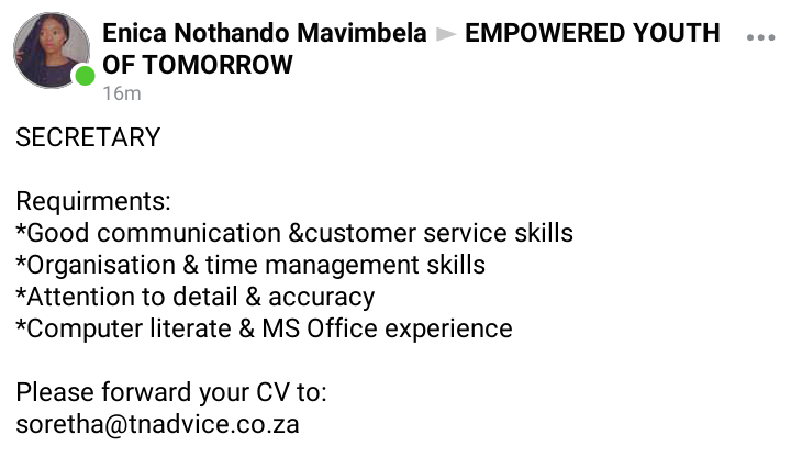 Bhubesi_Klaas's tweet photo. Nawa amaVacancy MasiZame

#JobSeekersSA
#KeaDrive https://t.co/CYIKFTYglO