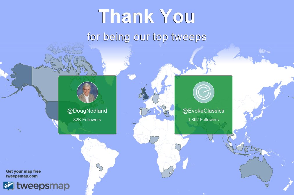 Special thanks to our top new tweeps this week <a href="/DougNodland/">Doug Nodland</a>, <a href="/EvokeClassics/">Evoke Classics</a> <a href="/ZoomClassicCars/">Zoom Classic Cars, LLC</a>, have a great weekend!